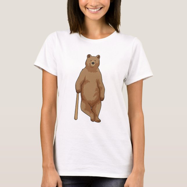 Bear at Baseball with Baseball bat T-Shirt (Front)