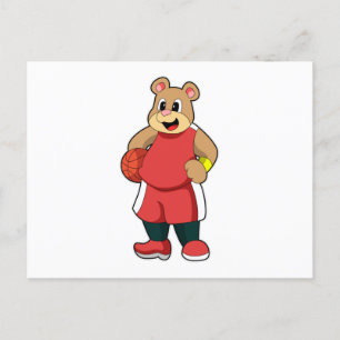 Bear at Basketball Sports Postcard
