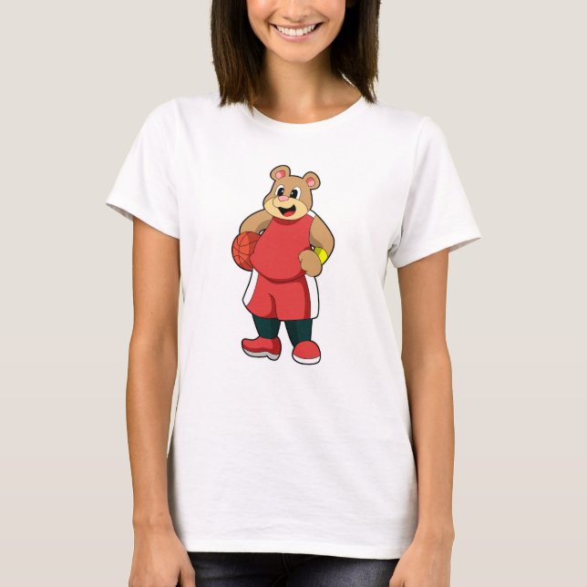 Bear at Basketball Sports T-Shirt (Front)