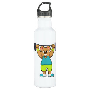 Bear at Bodybuilding with Barbell 710 Ml Water Bottle