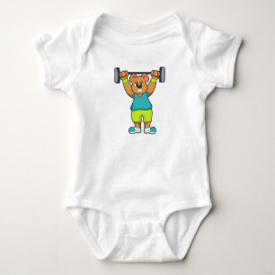 Bear at Bodybuilding with Barbell Baby Bodysuit