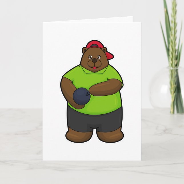 Bear at Bowling with Bowling ball Card (Front)