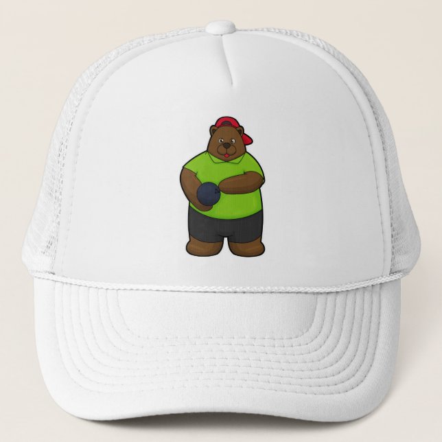 Bear at Bowling with Bowling ball Trucker Hat (Front)