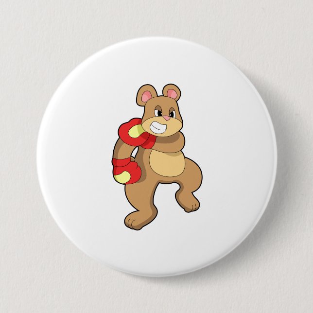 Bear at Boxing with Boxing gloves 7.5 Cm Round Badge (Front)