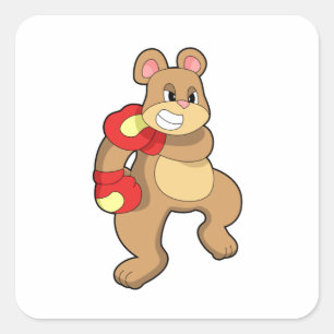 Bear at Boxing with Boxing gloves Square Sticker