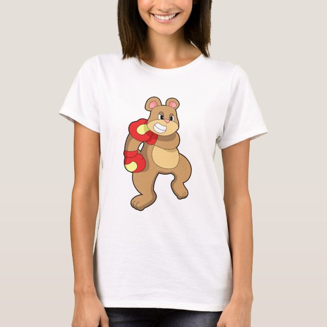 Bear at Boxing with Boxing gloves T-Shirt (Front)