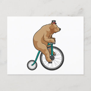 Bear at Circus with Bicycle Postcard