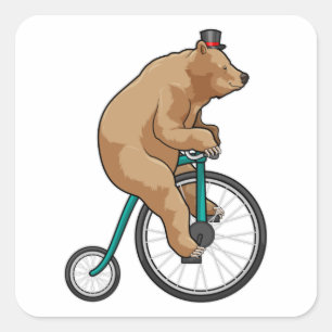Bear at Circus with Bicycle Square Sticker
