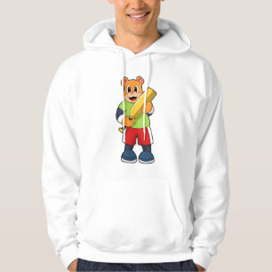 Bear at Cricket with Cricket bat Hoodie