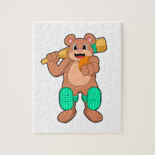Bear at Cricket with Cricket bat Jigsaw Puzzle