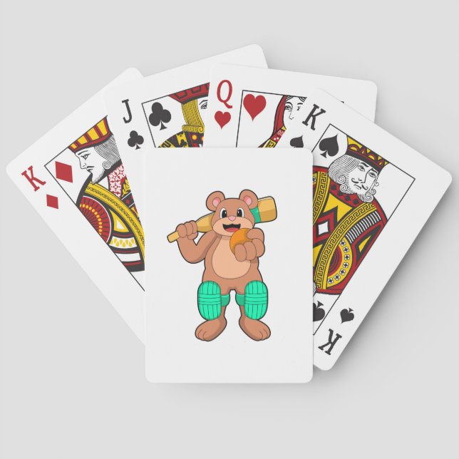 Bear at Cricket with Cricket bat Playing Cards (Back)