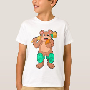 Bear at Cricket with Cricket bat T-Shirt