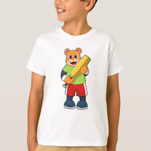 Bear at Cricket with Cricket bat T-Shirt