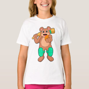 Bear at Cricket with Cricket bat T-Shirt