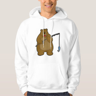 Bear at Fishing with Fishing rod & Fish Hoodie