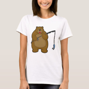 Bear at Fishing with Fishing rod & Fish T-Shirt