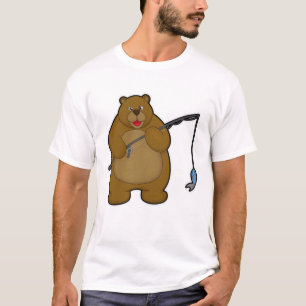 Bear at Fishing with Fishing rod & Fish T-Shirt