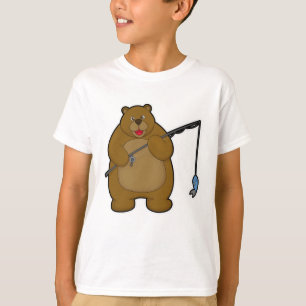 Bear at Fishing with Fishing rod & Fish T-Shirt