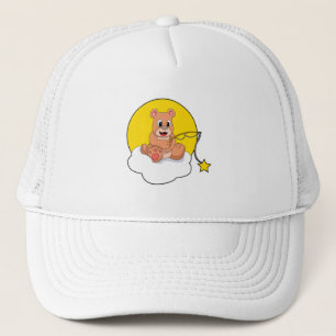 Bear at Fishing with Fishing rod on Cloud Trucker Hat