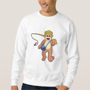 Bear at Fishing with Fishing rod Sweatshirt