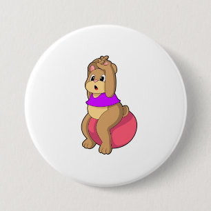 Bear at Fitness with Exercise ball.PNG 7.5 Cm Round Badge