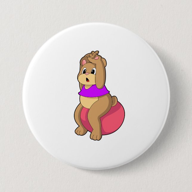 Bear at Fitness with Exercise ball.PNG 7.5 Cm Round Badge (Front)
