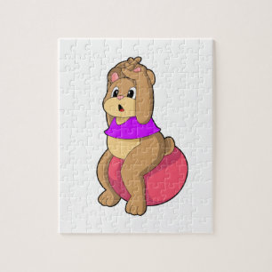 Bear at Fitness with Exercise ball.PNG Jigsaw Puzzle