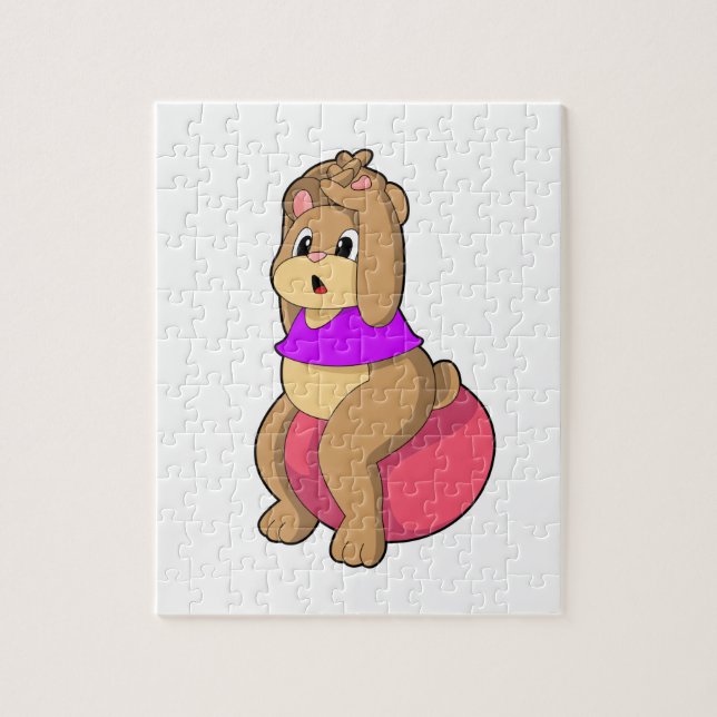 Bear at Fitness with Exercise ball.PNG Jigsaw Puzzle (Vertical)