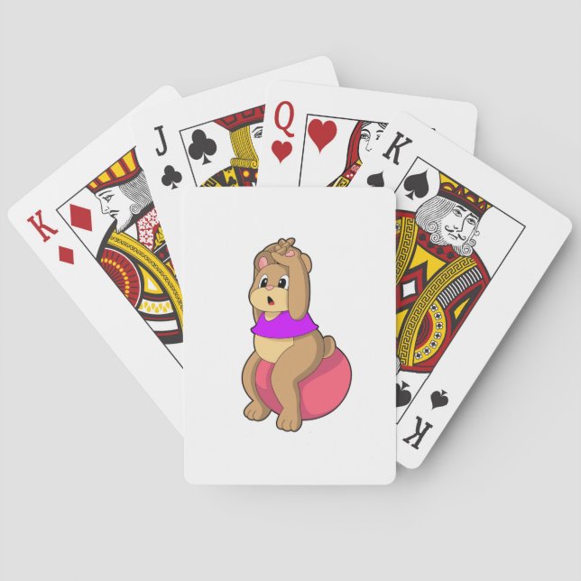 Bear at Fitness with Exercise ball.PNG Playing Cards (Back)