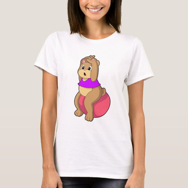 Bear at Fitness with Exercise ball.PNG T-Shirt (Front)