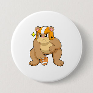 Bear at Football Sports 7.5 Cm Round Badge