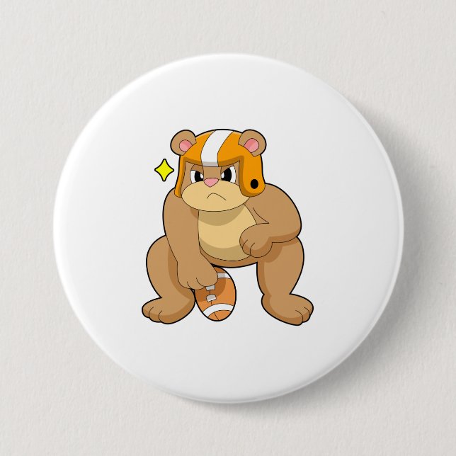 Bear at Football Sports 7.5 Cm Round Badge (Front)