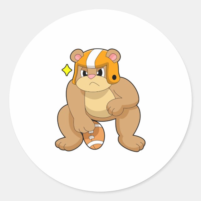 Bear at Football Sports Classic Round Sticker (Front)