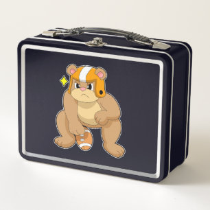 Bear at Football Sports Metal Lunch Box