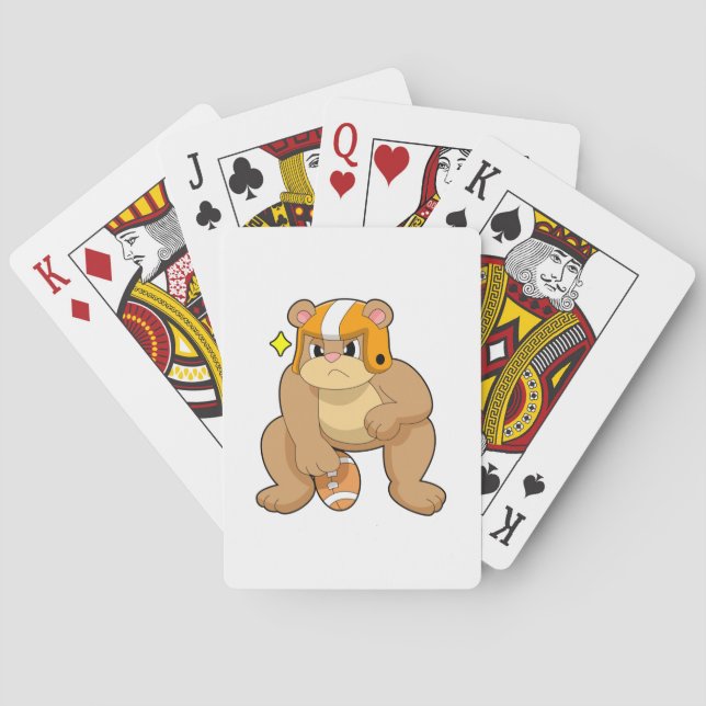 Bear at Football Sports Playing Cards (Back)
