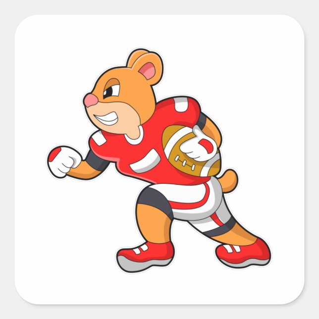 Bear at Football Sports Square Sticker (Front)