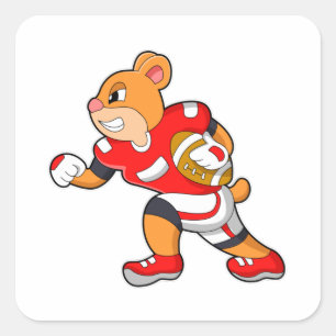 Bear at Football Sports Square Sticker