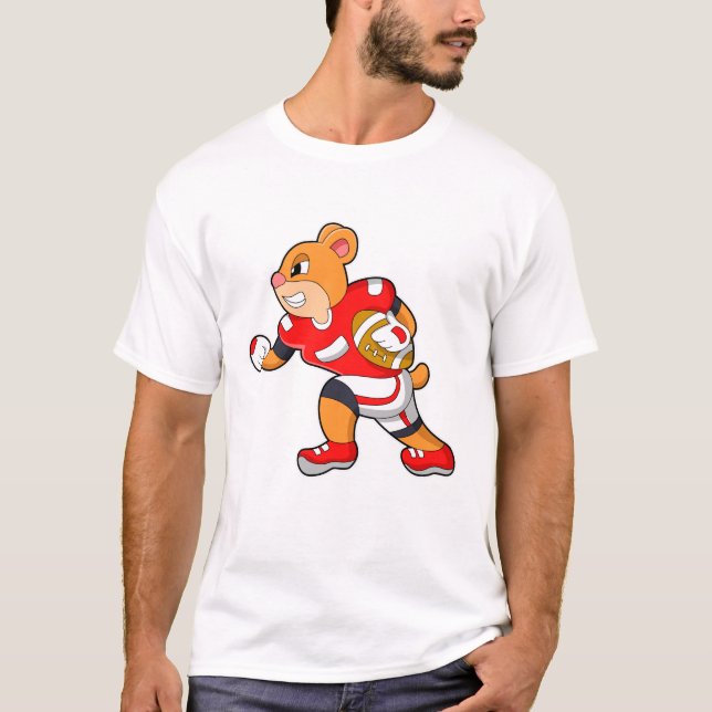 Bear at Football Sports T-Shirt (Front)
