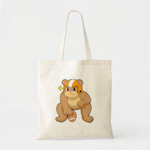 Bear at Football Sports Tote Bag
