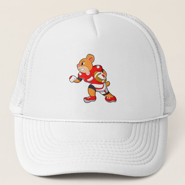 Bear at Football Sports Trucker Hat (Front)