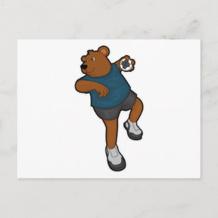Bear at Handball player with Handball Postcard