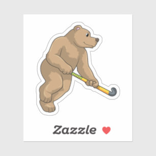 Bear at Hockey with Hockey bat