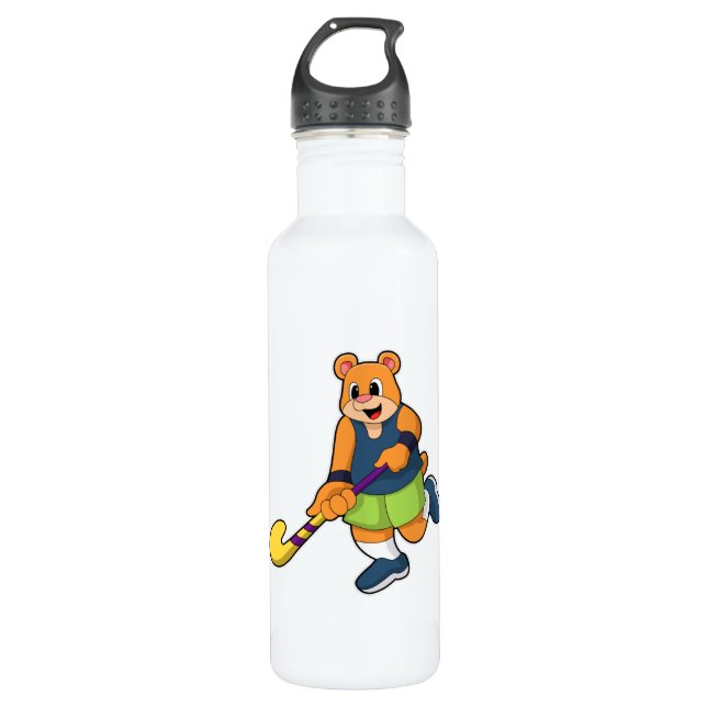 Bear at Hockey with Hockey bat 710 Ml Water Bottle (Front)