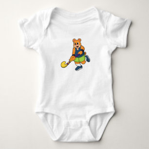Bear at Hockey with Hockey bat Baby Bodysuit