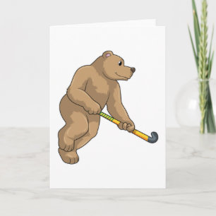 Bear at Hockey with Hockey bat Card