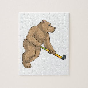 Bear at Hockey with Hockey bat Jigsaw Puzzle