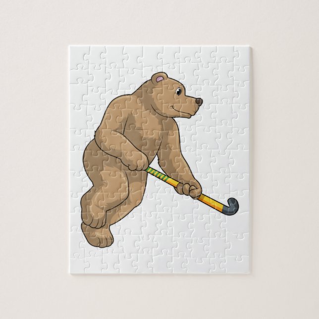 Bear at Hockey with Hockey bat Jigsaw Puzzle (Vertical)
