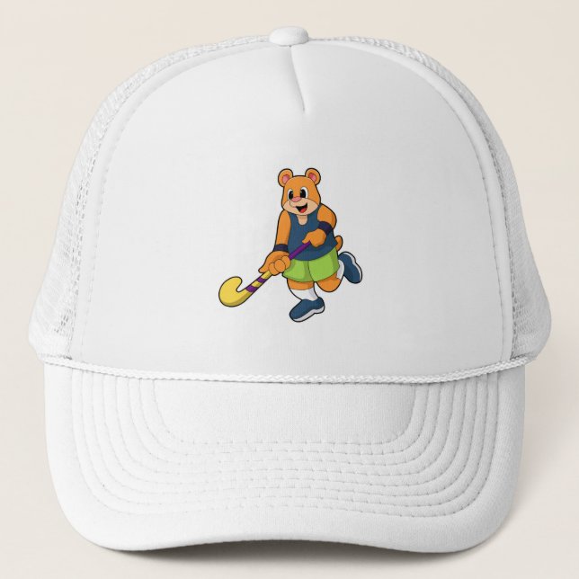 Bear at Hockey with Hockey bat Trucker Hat (Front)