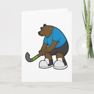 Bear at Hockey with Hockey stick Card