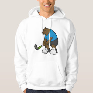 Bear at Hockey with Hockey stick Hoodie